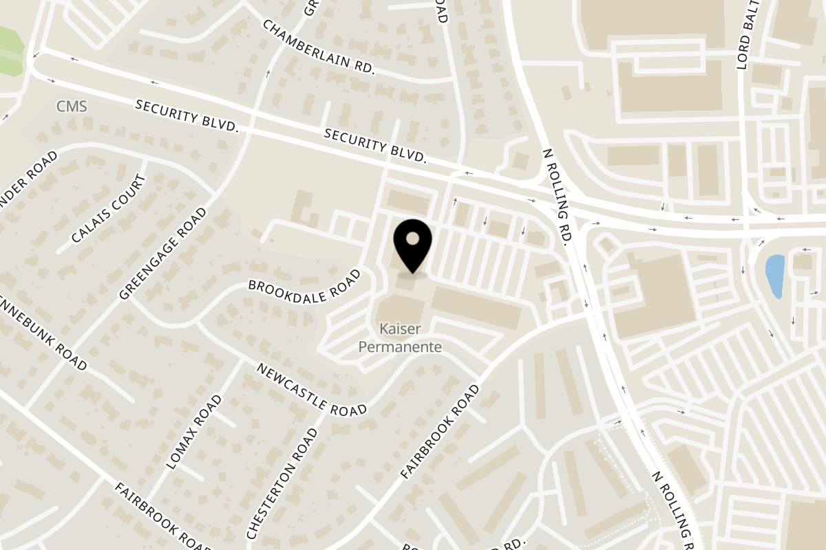 Map showing the location of Wings Things & Pizza on 7151 Security Boulevard in Windsor Mill
